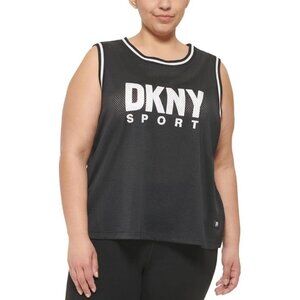 DKNY Women's Crop Top Plus Basketball Mesh DPPT8607 Black Size 3X